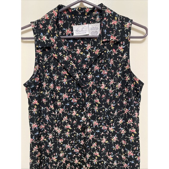 Vintage Kathy Lee Collection Floral Front Button Sleeveless Dress Womens Size 8 - Picture 2 of 7
